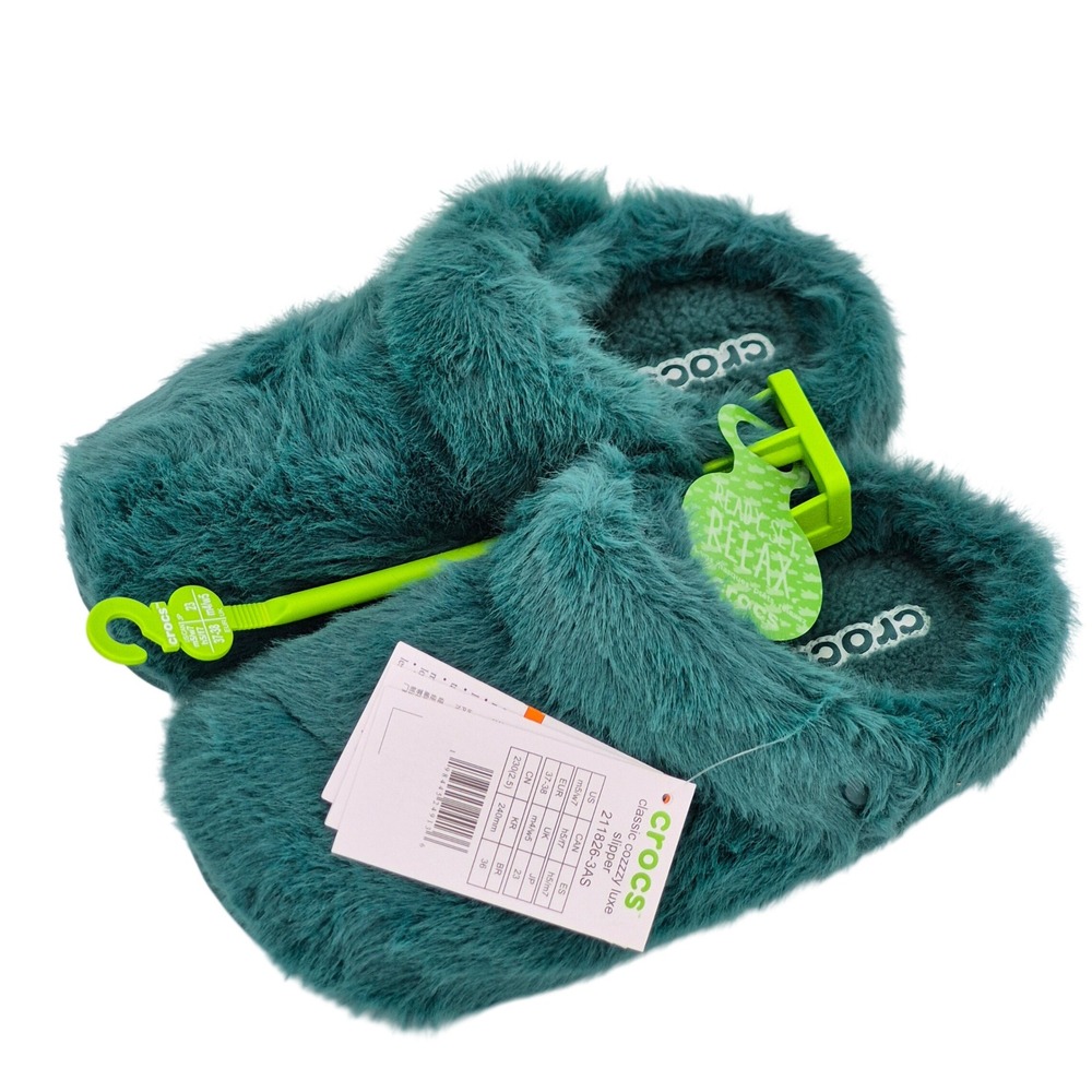 Crocs Classic Cozzzy Luxe Slipper Adult Women's Size 7 Hosta Turquoise Teal - Picture 4 of 16